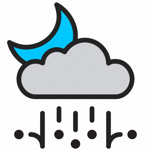 Cloud, hail, moon, night, rain, storm, weather icon - Download on Iconfinder