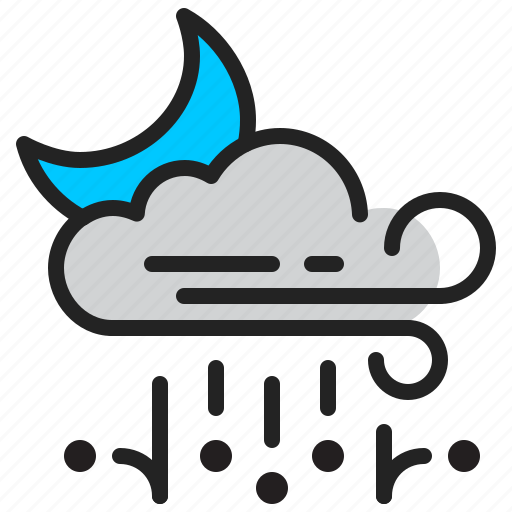 Cloud, hail, moon, night, rain, weather, wind icon - Download on Iconfinder