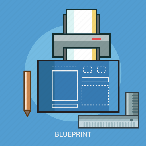 Blueprint, pencil, printer, ruler icon - Download on Iconfinder