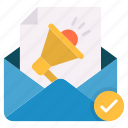 email, envelope, letter, mail, marketing, megaphone, promotion