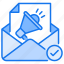 email, envelope, letter, mail, marketing, megaphone, promotion 