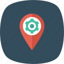 cog, gps, location, map, pin
