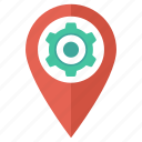 cog, gps, location, map, pin 