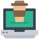 coffee, with, laptop, computer, drink, break