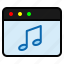 browser, multimedia, music, music note, page, web page, website 