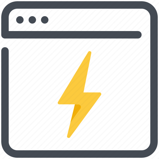 Browser, electricity, energy, lightning, optimization, power, webpage icon - Download on Iconfinder