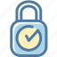 checkmark, lock, locked, login, protected, safe, sign 
