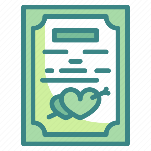 Certificate, heart, love, married, paper, valentines, wedding icon - Download on Iconfinder