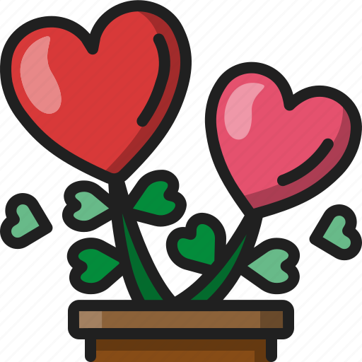 Love, plant, pot, heart, romantic, flower icon - Download on Iconfinder