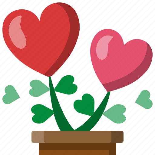 Love, plant, pot, heart, romantic, flower icon - Download on Iconfinder