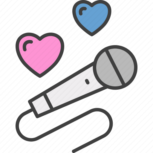 Microphone, song, singing, karaoke, party, singer, hearts icon - Download on Iconfinder