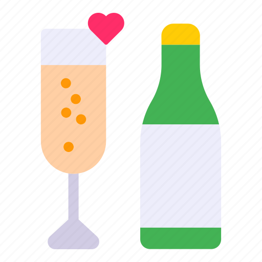 Champagne, bottle, love, glass, alcohol, wedding, celebration icon - Download on Iconfinder