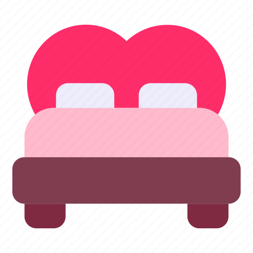 Love, heart, bedroom, romance, honeymoon, romantic, double bed icon - Download on Iconfinder