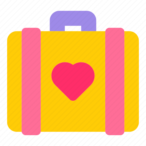Suitcase, love, heart, romantic, travel, wedding, honeymoon icon - Download on Iconfinder