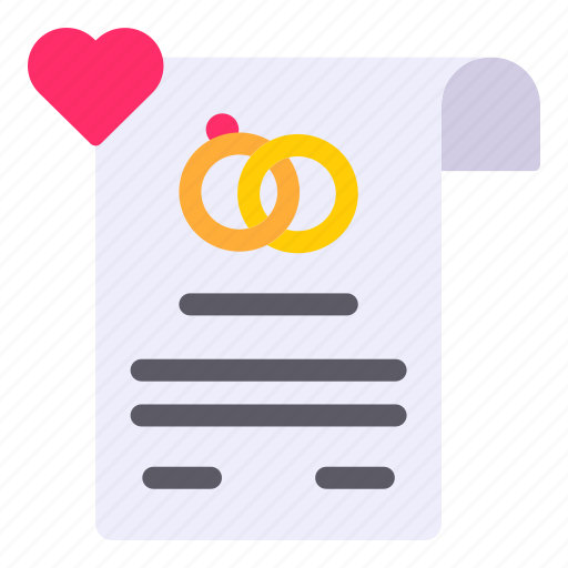 Wedding, contract, document, marriage, certificate, agreement, ring icon - Download on Iconfinder