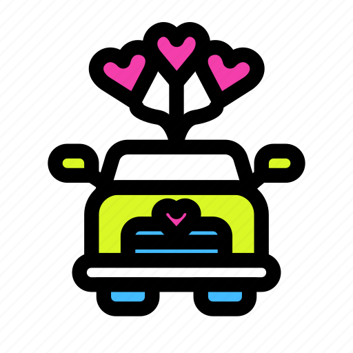Car, wedding, marriage, love, honeymoon, newlywed, vehicle icon - Download on Iconfinder