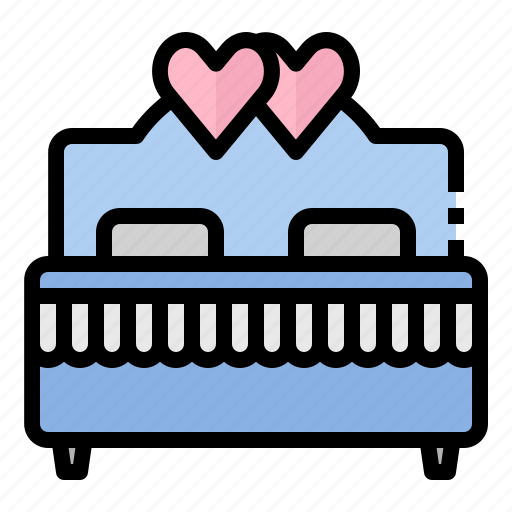 Bed, honeymoon, wedding, love, and, romance, married icon - Download on Iconfinder
