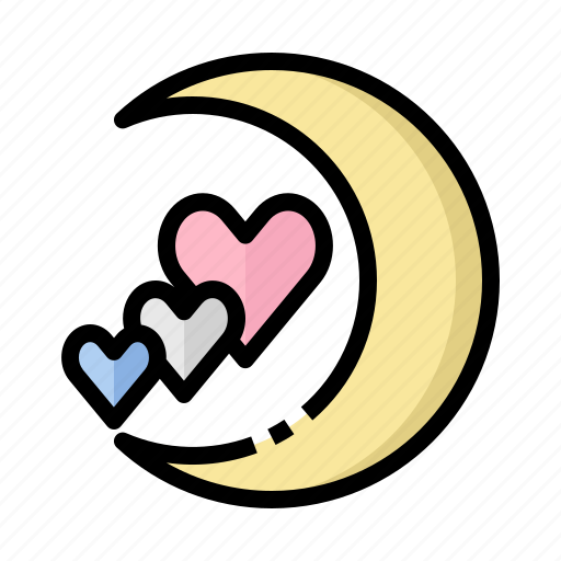 Honeymoon, romantic, love, and, romance, moon, night icon - Download on Iconfinder