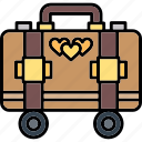 suitcase, honeymoon, luggage, travel, bag, wedding, heart
