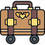 suitcase, honeymoon, luggage, travel, bag, wedding, heart 