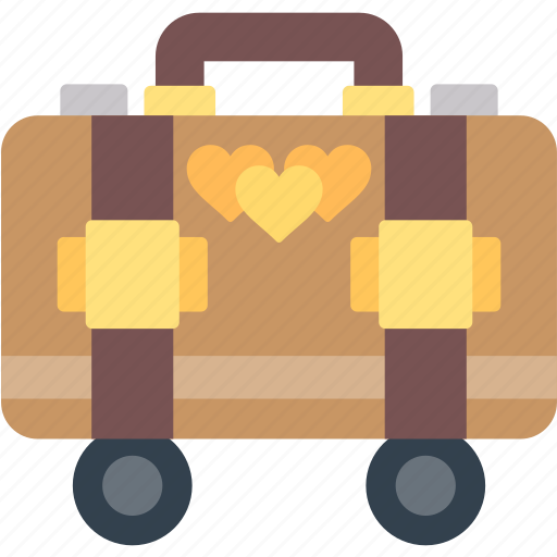 Suitcase, honeymoon, luggage, travel, bag, wedding, heart icon - Download on Iconfinder