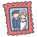frame, with, young, couple, photo, wedding, marriage
