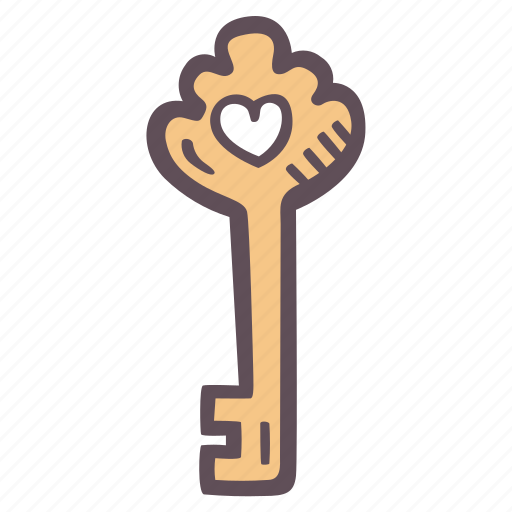 Golden, key, heart, ornament, security icon - Download on Iconfinder