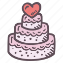 heart, topped, three, tiered, wedding, cake