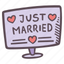 sign, placard, just married
