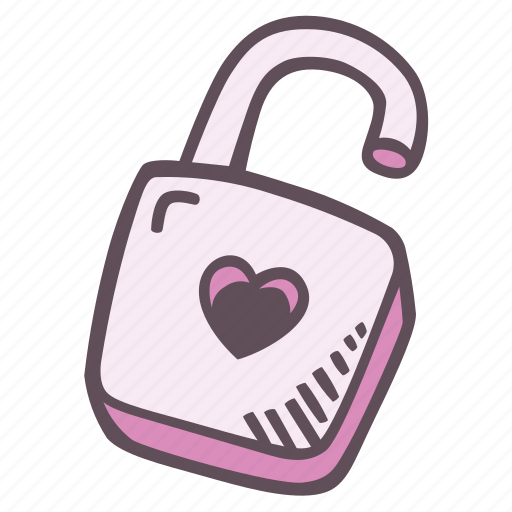 Opened, padlock, heart, keyhole, romantic, love icon - Download on Iconfinder