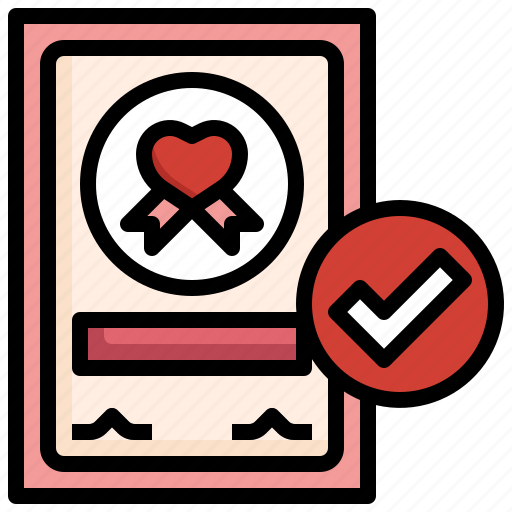 Correct, marriage, certificate, marry, love, congratulate, heart icon - Download on Iconfinder