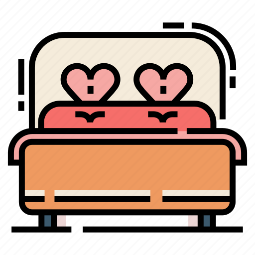 Bed, double bed, furniture, love, married, wedding icon - Download on Iconfinder