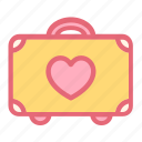 compartment, love, pink, suitcase, torso, trunk, wedding