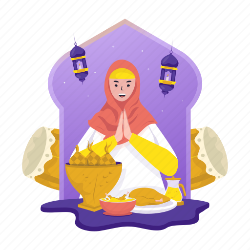 Happy, eid mubarak, ramadan, greeting, message, islamic, muslim illustration - Download on Iconfinder