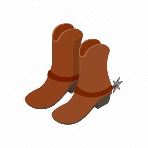 Boot, brown, cowboy, footwear, isometric, leather, shoe icon - Download on Iconfinder