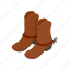 boot, brown, cowboy, footwear, isometric, leather, shoe 