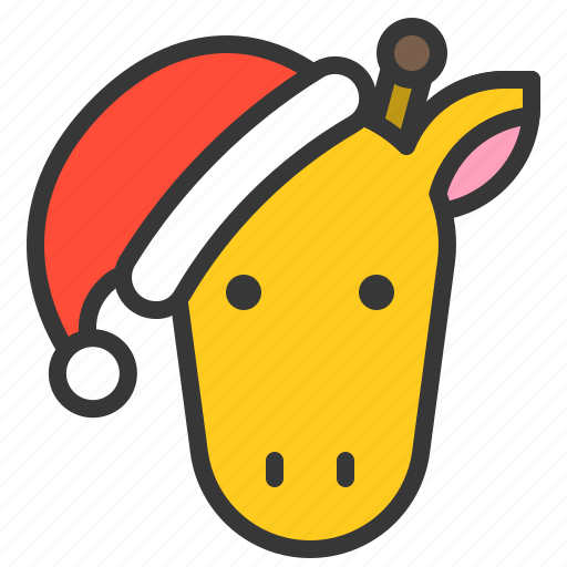 Animal, christmas hat, giraffe, wild, xmas icon - Download on Iconfinder