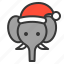 animal, christmas hat, elephant, wild, xmas, zoo 