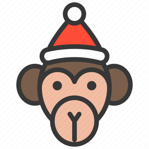 Animal, christmas hat, monkey, wild, xmas, zoo icon - Download on Iconfinder