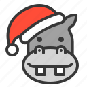 animal, christmas hat, hippo, wild, xmas