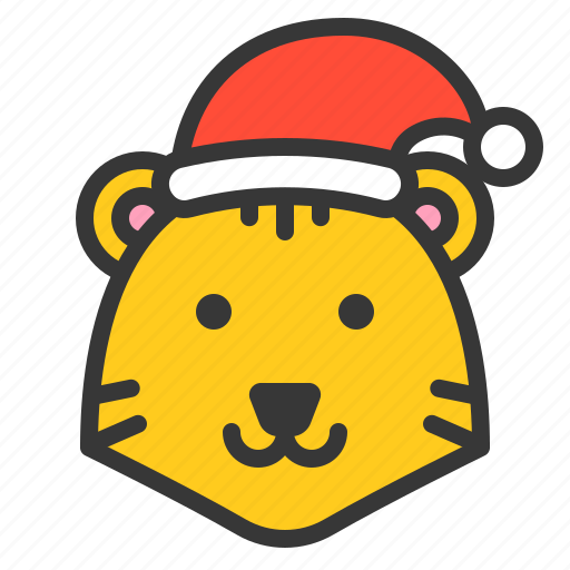 Animal, christmas hat, tiger, xmas icon - Download on Iconfinder