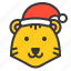 animal, christmas hat, tiger, xmas 