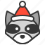 animal, christmas hat, raccoon, wild, xmas 