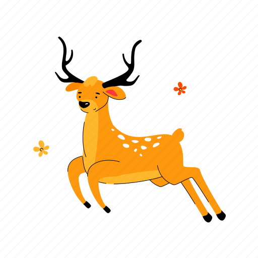 Animal, deer, mammal, gallop illustration - Download on Iconfinder