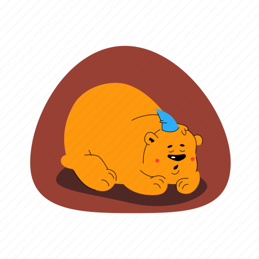 Brown, bear, wild, animal, sleeping, hibernation illustration - Download on Iconfinder