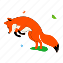 fox, jumping, hunting, wild, animal