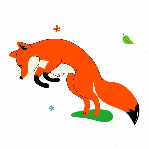 Fox, jumping, hunting, wild, animal illustration - Download on Iconfinder