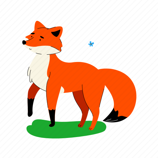 Fox, wild, animal, standing, funny illustration - Download on Iconfinder