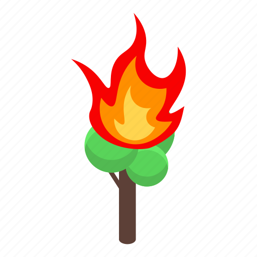 Burning, cartoon, green, house, isometric, silhouette, tree icon - Download on Iconfinder