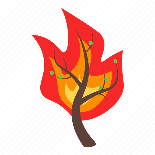 Cartoon, fire, isometric, nature, silhouette, summer, tree icon - Download on Iconfinder